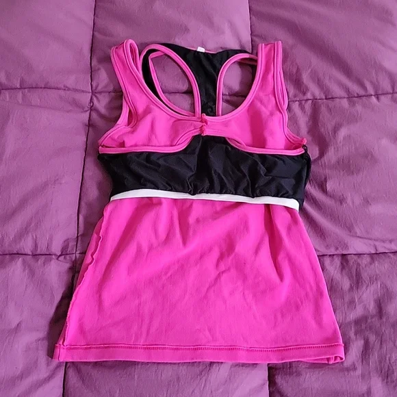 Hot Barbie Pink Brasil Sul Tank top with built-in sports bra. Size S/M - Picture 4 of 5